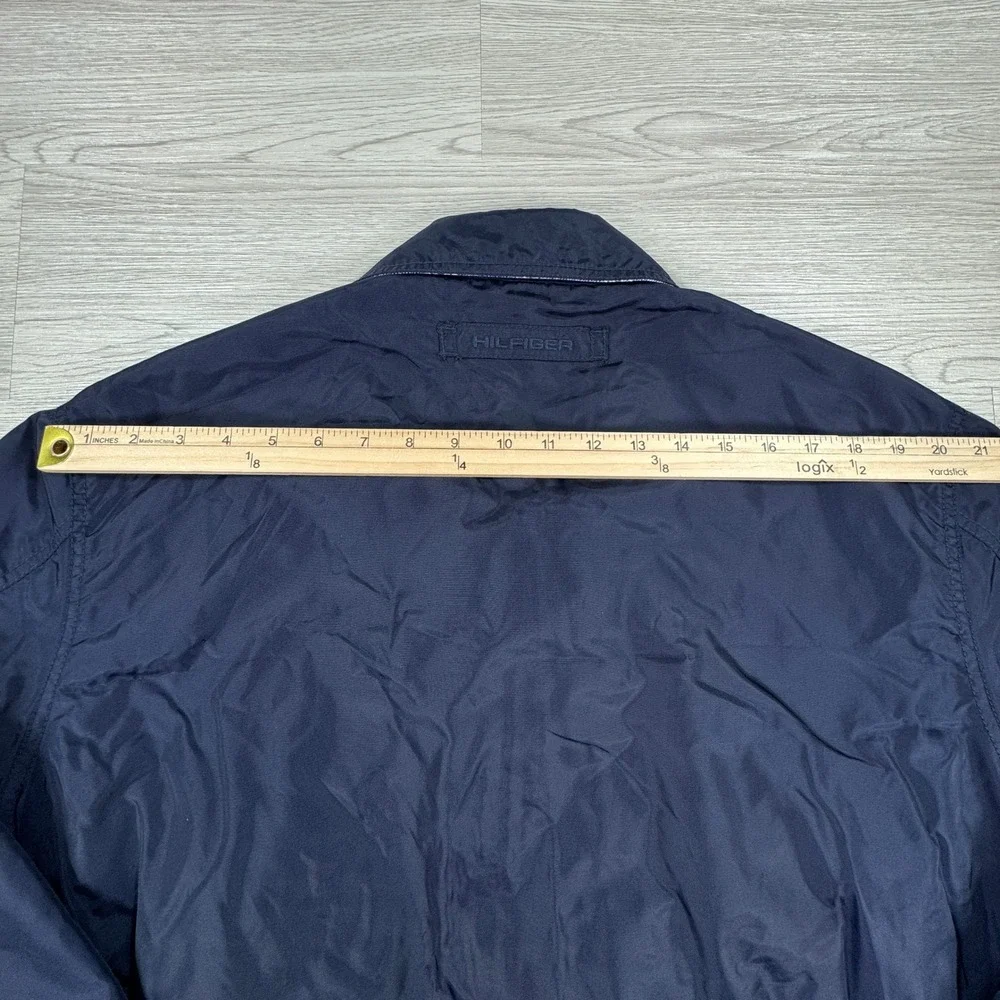 Tommy‎ Hilfiger Men's Jacket Windbreaker Navy Blue Large Plaid Lined Full Zip